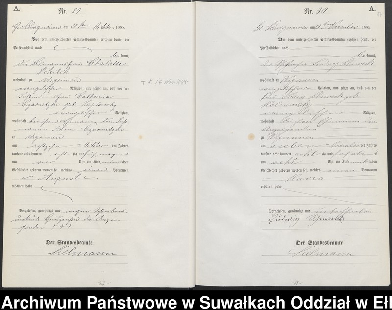 image.from.unit.number "Geburts-Haupt-Register des Königlich Preussischen Standes-Amtes Ukta Kreis Sensburg"