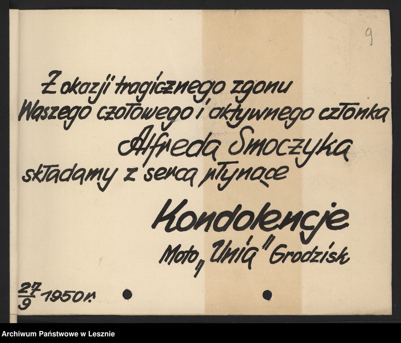 Obraz 10 z jednostki "[Nekrolog oraz telegramy nadesłane do Klubu po śmierci Alfreda Smoczyka]"