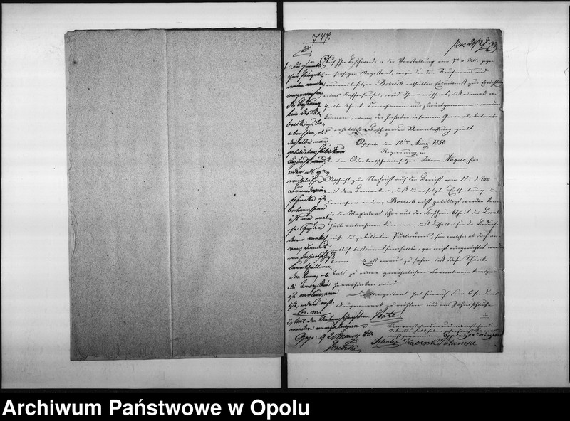 Obraz 18 z jednostki "Acta des Magistrats zu Oppeln betreffend die dem p. Bobreck ertheilte Erlaubniß zum Kleinhandel mit geistigen Getränke und zur Errichtung eines Kaffen=Etablissements in seinem Hause No 35 Odervorstadt so wie die Denunciation des p. Angres"