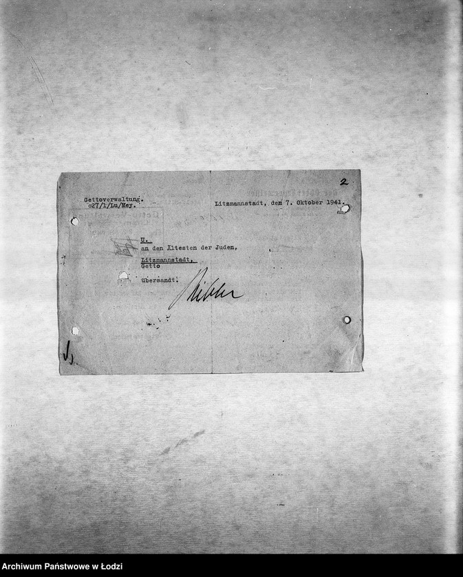 Obraz 5 z jednostki "[Korespondencja PSŻ w sprawie ruchu ludności getta, indywidualnych przesiedleń, przekazywania dzieci do getta itp.]"