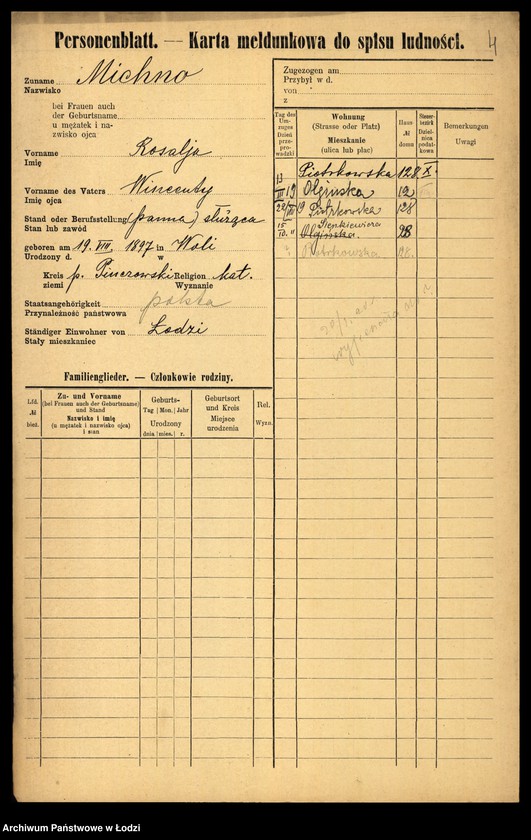 Obraz 6 z jednostki "[Spis ludności Łodzi] Michlicka - Mielczan"