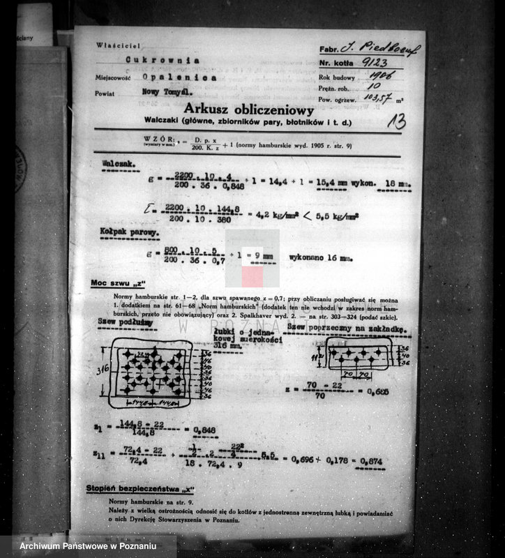 Obraz 18 z jednostki "Cukrownia Opalenica Spółka Akcyjna, pow. N. Tomyśl nr woj. 1595"