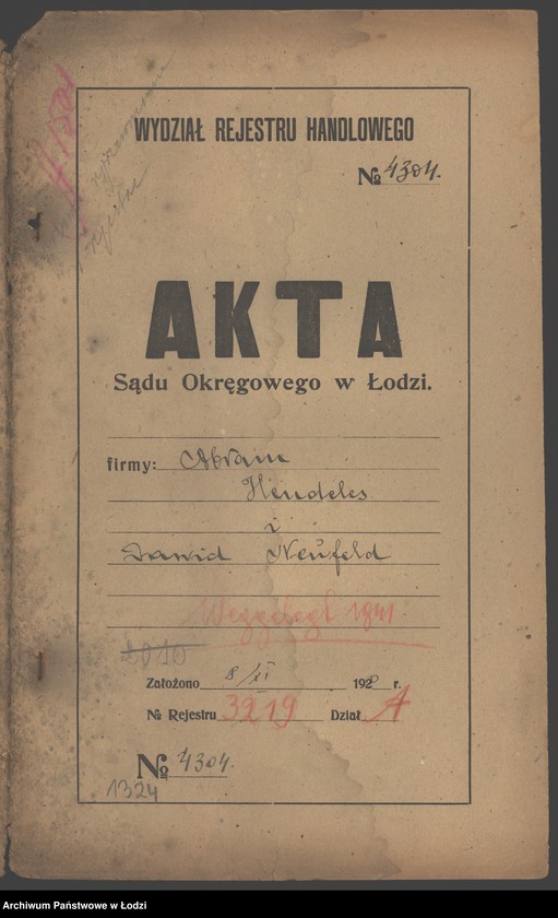 Obraz 2 z jednostki "Abram Hendeles i Dawid Nenfeld- handel towarem galanteryjnym"