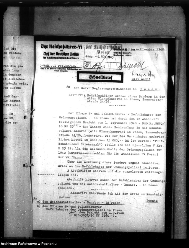 Obraz 9 z jednostki "Nachrichtenanlage - Polizeileitfunkstelle Posen, Tannenbergstr."