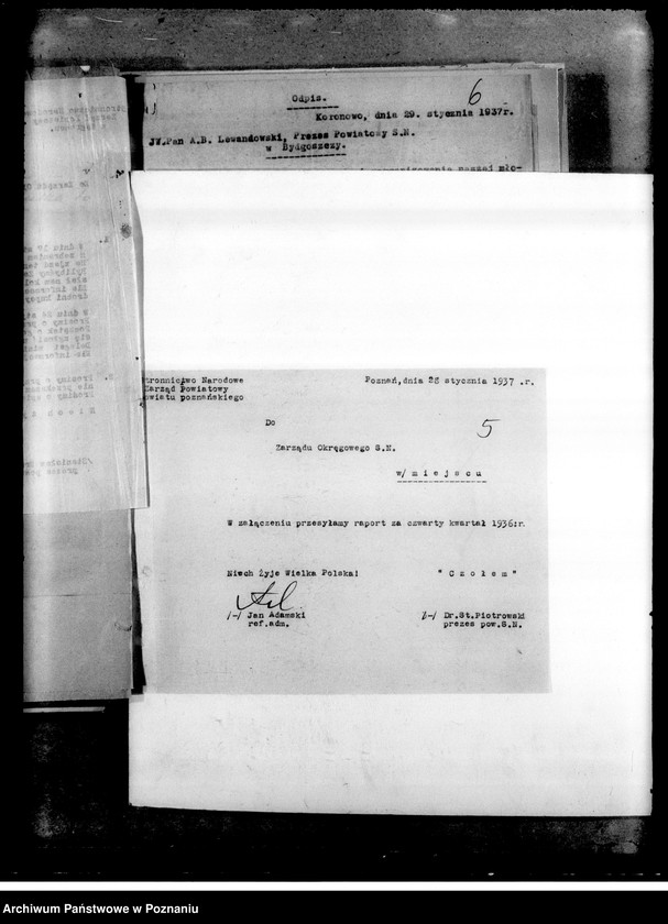 Obraz 9 z jednostki "Zarządzenia i okólniki. Korespondencja dotycząca spraw organizacyjnych i personalnych członków Stronnictwa - powiadomienia o odprawach, zebraniach, zmiany osobowe itp.."