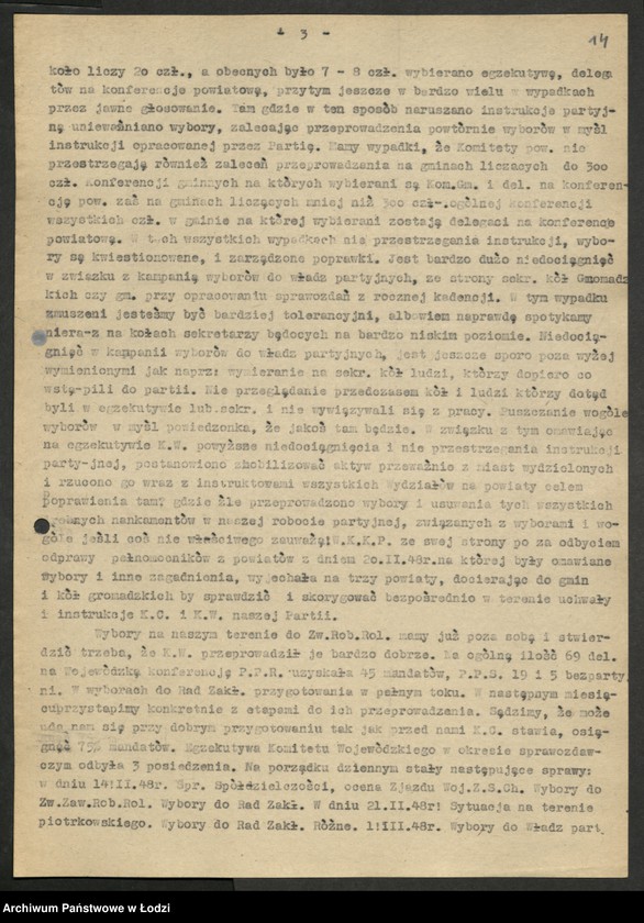 Obraz 15 z jednostki "Sprawozdania Komisji [opisowe i statystyczne oraz wykazy wykluczonych z partii]"