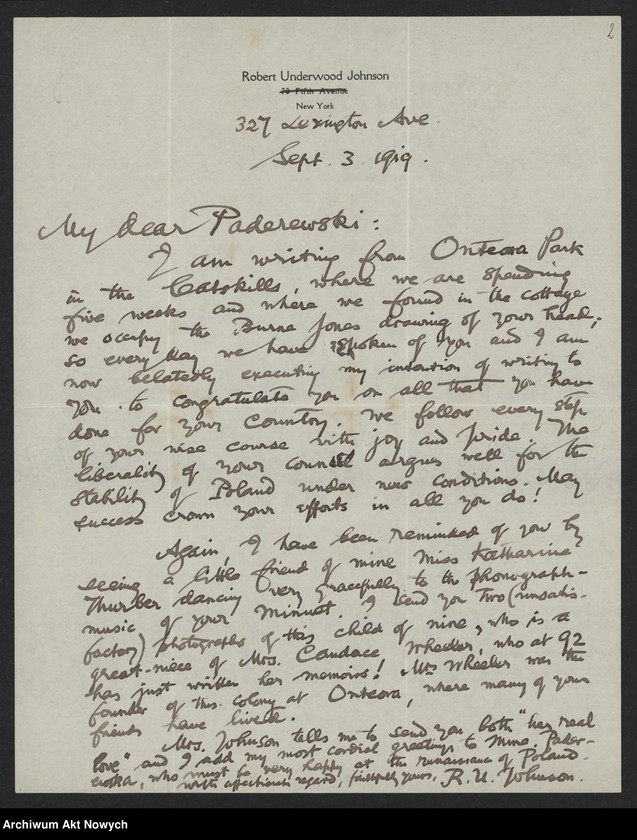 image.from.unit.number "Johnson Robert Underwood; Załączniki: a) "American Academy of Arts and Letters" (broszura); b) mowa R. U. Johnsona (maszynopis); c) wiersz "Woodrow Wilson"; d) wycinek prasowy; L.31 (odpowiedzi - rękopisy)"