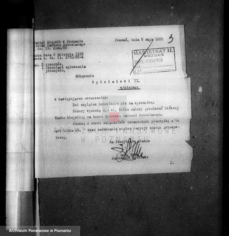 image.from.unit.number "Zatwierdzenie zakładu przemysłowego /wytwórni papirusu i płyt światłoczułych/ własność Kaiser Poznań Rataje"