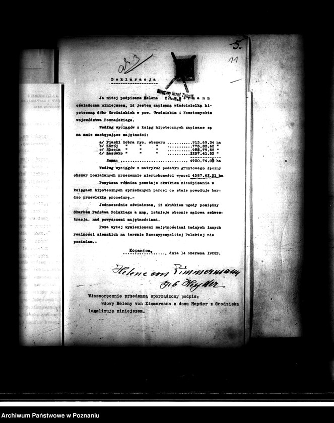 image.from.unit.number "Majątek Grodzisk powiatu nowotomyskiego wyłączenie z art. 4 i 5 ustawy o wykonaniu reformy rolnej Helena Zimmermann"