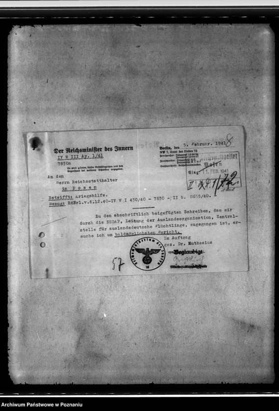 Obraz 12 z jednostki "Kriegshilfe - einschliesslich auslandsdeutsche Flüchtlinge - Vollzug."