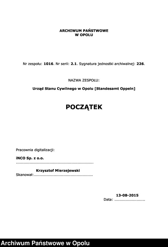 Obraz 1 z jednostki "Urząd Stanu Cywilnego Opole Księga Urodzeń Rok 1914 520-1033"