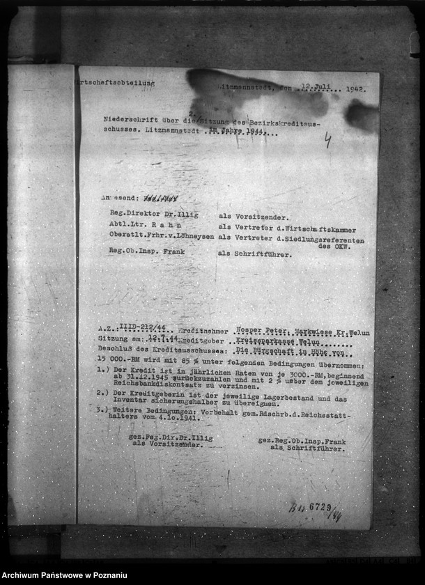 Obraz 8 z jednostki "Sitzungen des Bezirkskreditausschusses - Litzmannstadt (Łódź)"