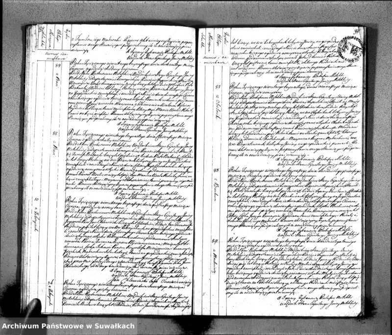 Obraz 19 z jednostki "Księgo Aktów Zeyscia Urzędnika Stanu Cywilnego Gminy Metelskiey Powiatu Seyneńskiego Departamentu Łomżyńskiego od 1-go Stycznia Tysiąc Osimset Trzynastego Roku 1813"