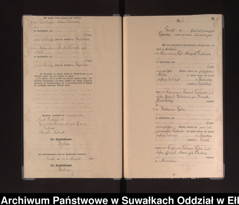 image.from.unit.number "Heiraths-Neben-Register des Königlichen Preussischen Standes-Amtes Gneist Kreis Loetzen"