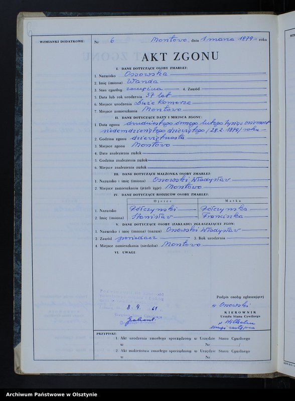 image.from.unit.number "Księga zgonów Nr 1 - 66,1 - 51 i 1 - 44 /przepisana w języku polskim z oryginału niemieckiego w dniach 8.09.- 15.09.1961/"