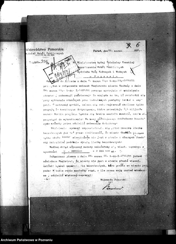 Obraz 11 z jednostki "Magistrat miasta Chełmży [subwencje na roboty doraźne]"