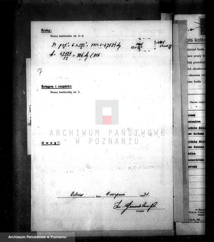Obraz 11 z jednostki "Mleczarnia w Wieczynie pow. jarociński własność Fr. Borkowski nr fabr kotła 6762, nr woj. kotła 1925"