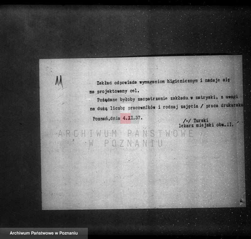 Obraz 15 z jednostki "Zatwierdzenie zakładu przemysłowego /zakłady graficzne/ M. Putiatyckiego w Poznaniu"