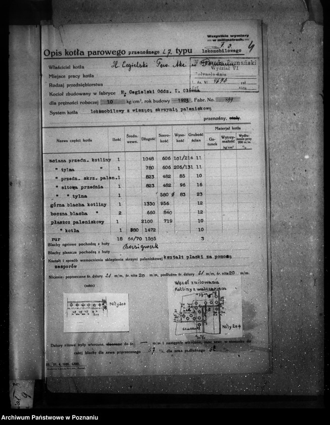 Obraz 8 z jednostki "Fabryka H. Cegielski w Poznaniu nr woj. kotła 6605"