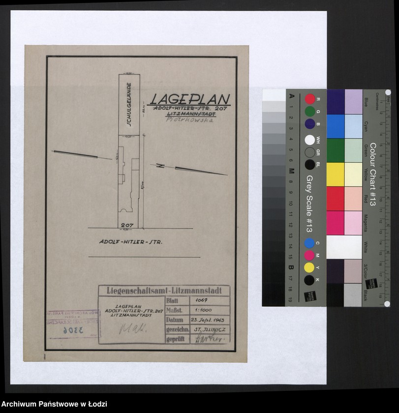 Obraz 1 z jednostki "Lageplan Adolf-Hitler-Strasse Nr 207 Litzmannstadt"