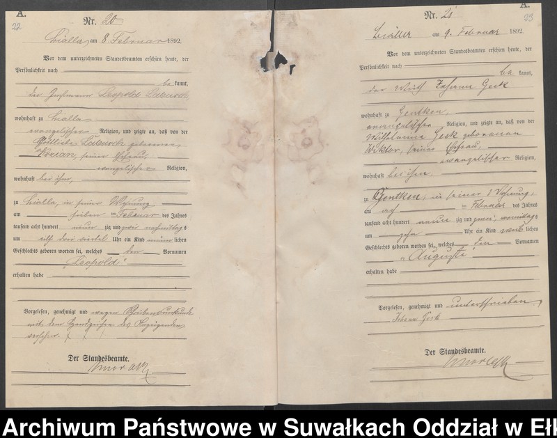 image.from.unit.number "[Geburts-Haupt-Register des Königlichen Preussischen Standes-Amtes Bialla Kreis Johannisburg]"