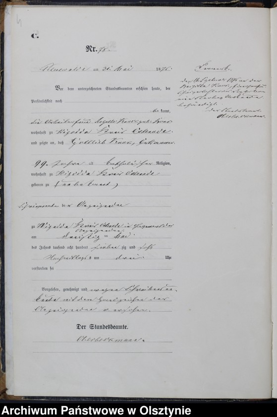 image.from.unit.number "Sterbe-Haupt-Register Tom I,Nr 75 - 140"