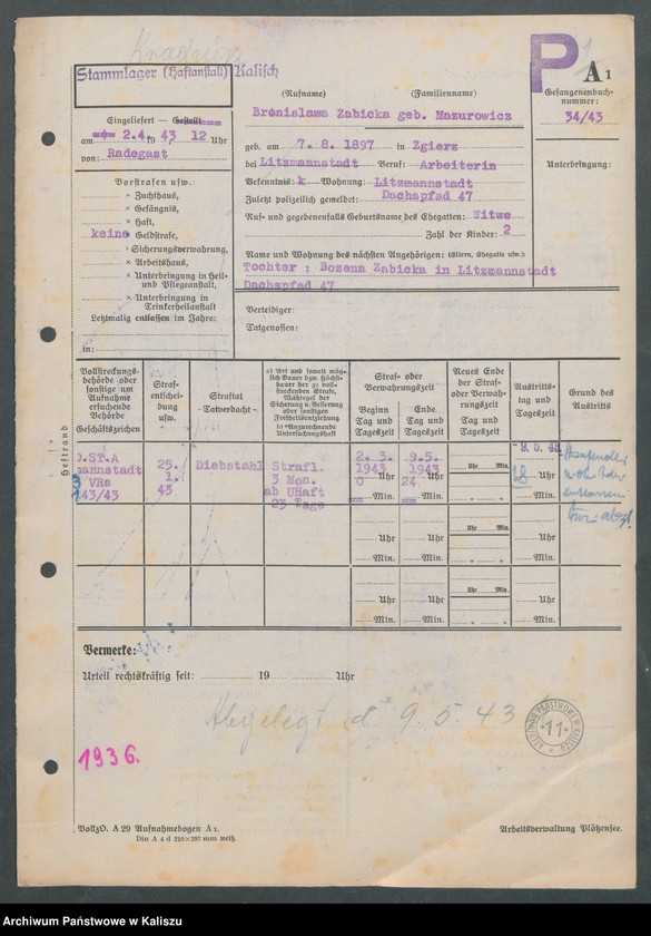 image.from.unit.number "[Akta osobowe więźnia - Żabicka Bronisława, zam. Łódź]"