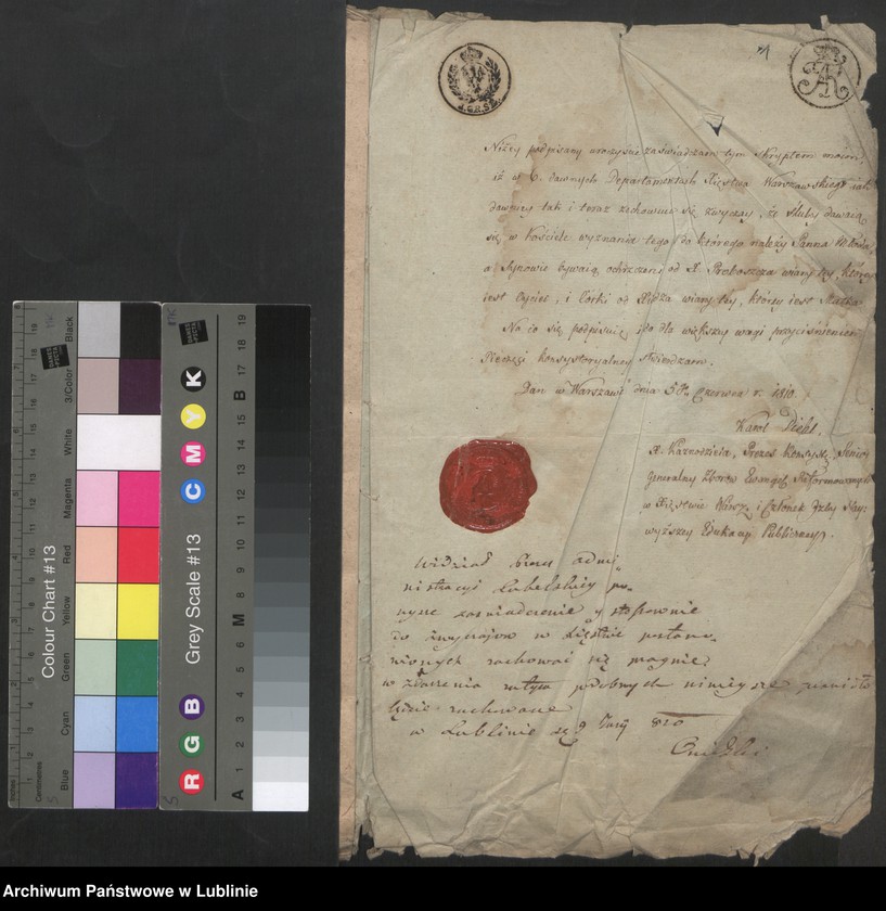 Obraz z jednostki "Alegaty do księgi urodzeń, zapowiedzi, małżeństw i zgonów z 1810 r."