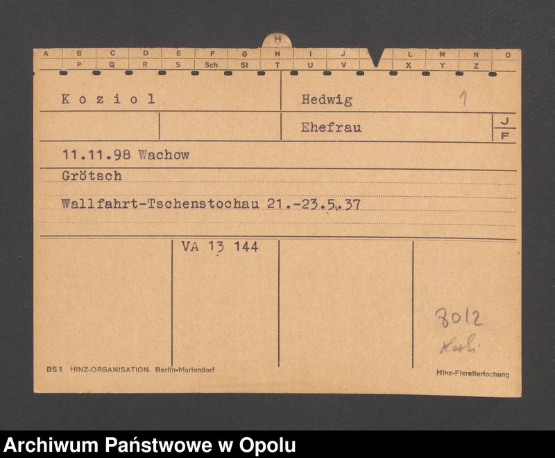 Obraz 3 z jednostki "[Koziol Hedwig, ur. 11.11.1898 Wachow]"