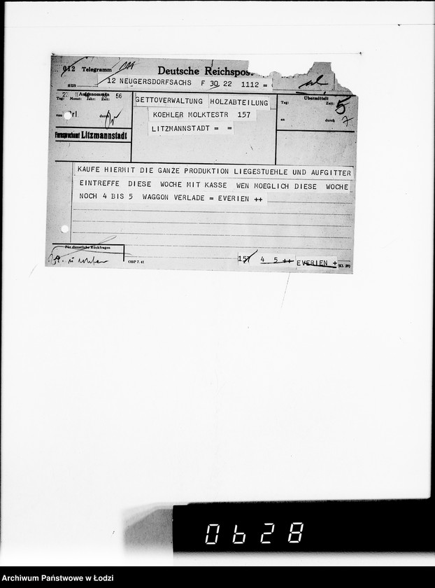 Obraz 11 z jednostki "[Korespondencja z firmą Otto Everwien w sprawie dostarczenia kojców dziecięcych]"