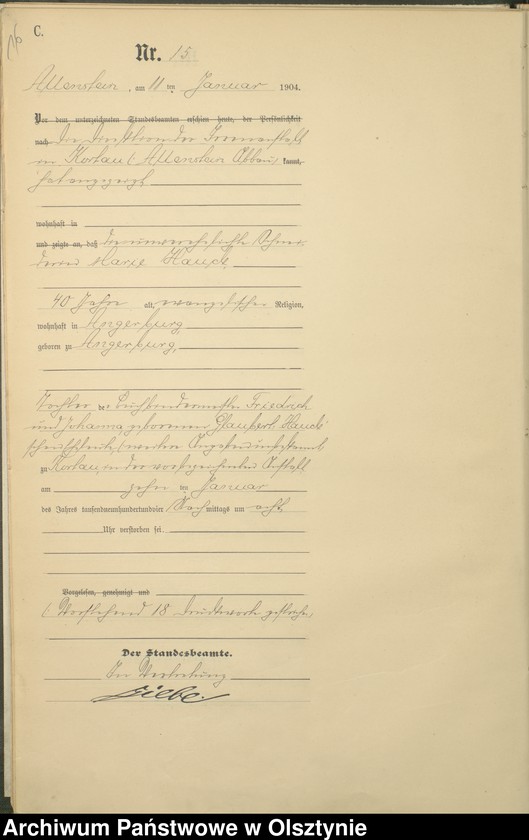 image.from.unit.number "Sterbe-Haupt-Register Tom I, Nr 1 - 398"