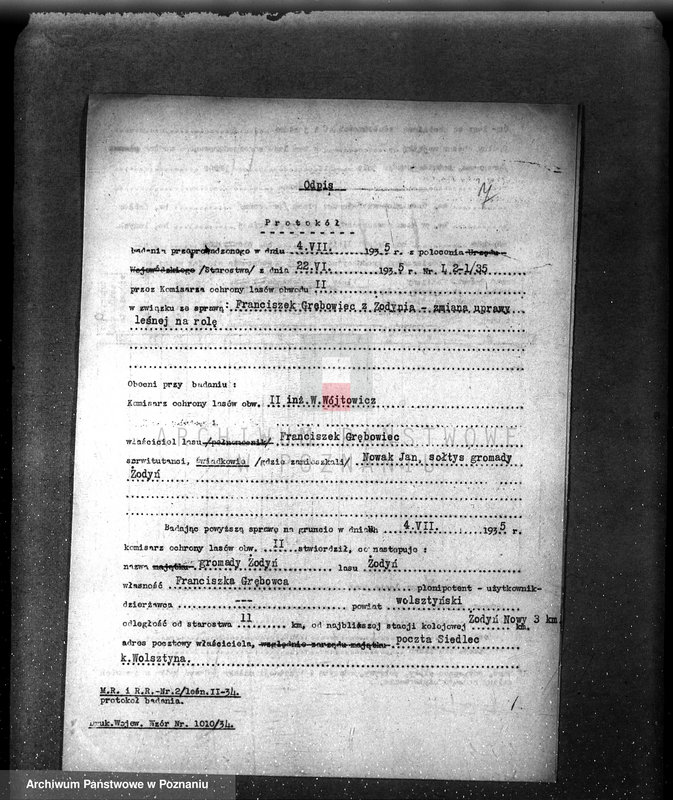 Obraz 12 z jednostki "Kom. Ochrony Lasów /Nadzór nad gospodarką leśną sprawy ogólne/"