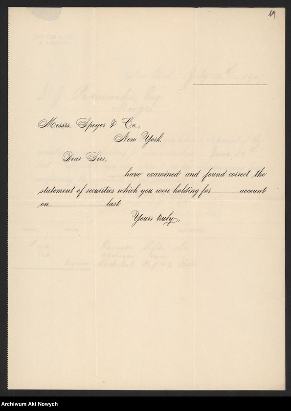 image.from.unit.number "Spyer and Co. (New York) Korespondencja, zestawienia"