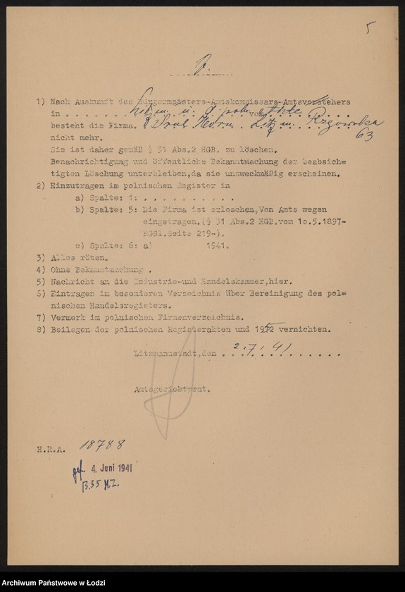 Obraz 7 z jednostki "Srul Horn – sprzedaż materiałów piśmiennych i wyrobów tytoniowych"