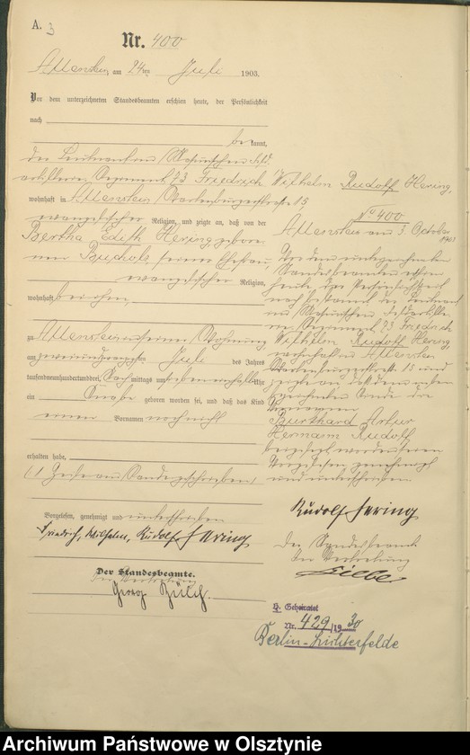 image.from.unit.number "Geburts-Haupt-Register Tom II,Nr 400 - 765"