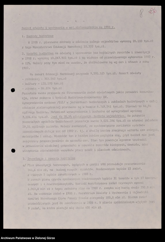 image.from.unit.number "Protokóły z posiedzeń Komisji Oświaty i Wychowania Wojewódzkiej Rady Narodowej w Zielonej Górze; Nr 1 - 4; 1 - 3"