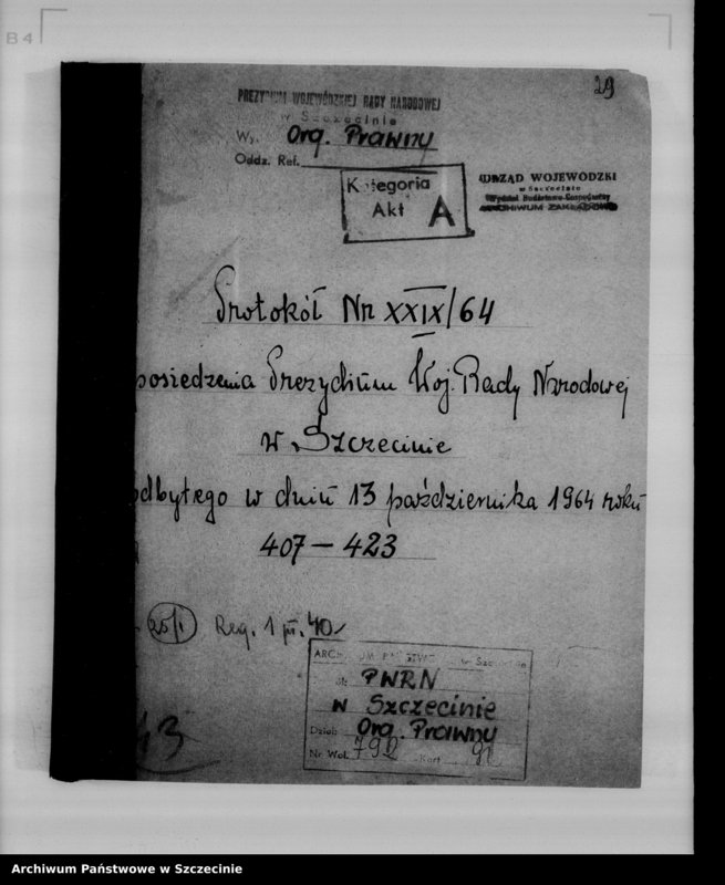 image.from.unit.number "Protokół posiedzenia Prezydium Wojewódzkiej Rady Narodowej nr 29, miesiąc październik"