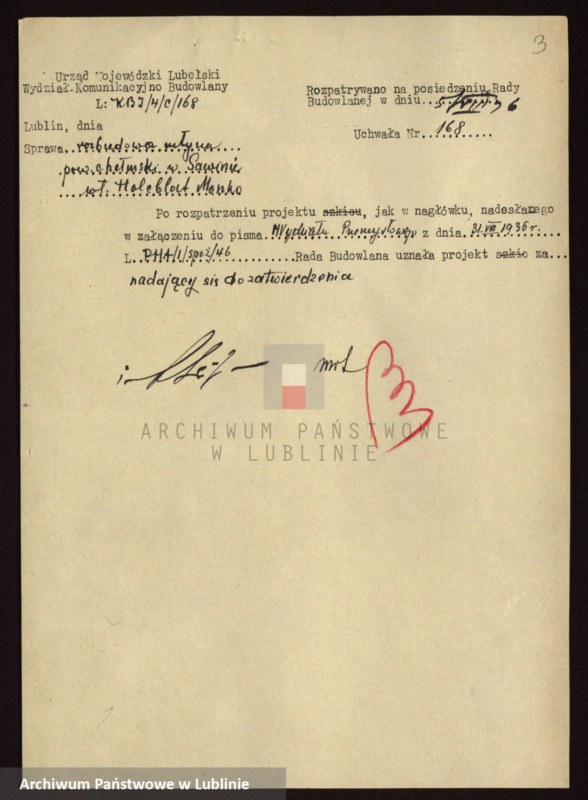 image.from.unit.number "[Projekt rozbudowy młyna M. Holcblata w Sawinie, pow. chełmski]"