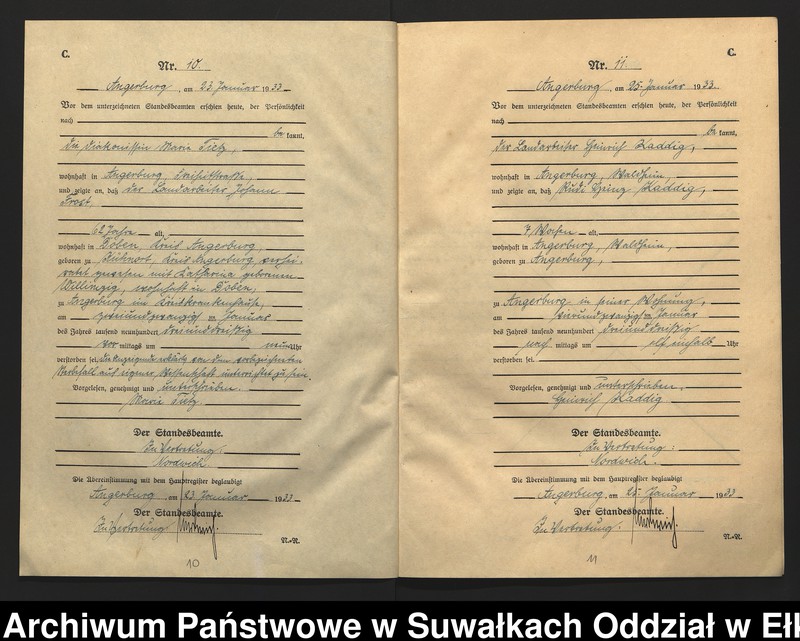 image.from.unit.number "C2. Sterbe - Register (Neben - Register) Standesamt Angerburg Ostpr. einschl. der Standesamtsbezirk Gross Strengeln, Kehlen und Prinowen"