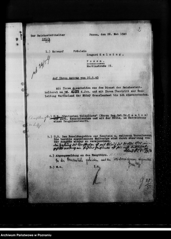 Obraz 6 z jednostki "Angestellten der Zentralstelle "Deutsche Volksliste" Posen"