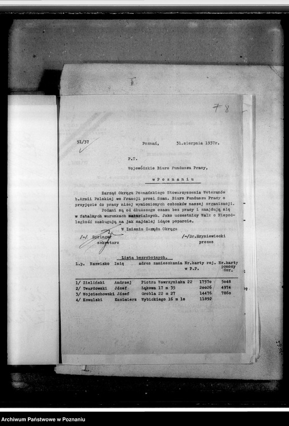 Obraz 12 z jednostki "Korespondencja m.in. z Zarządem Głównym"