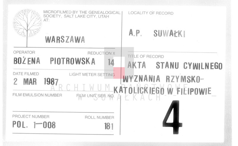 Obraz 1 z jednostki "Akta Stanu Cywilnego wyznania rzymsko-katolickiego w Filipowie Dokumenty do akt małżeństw"