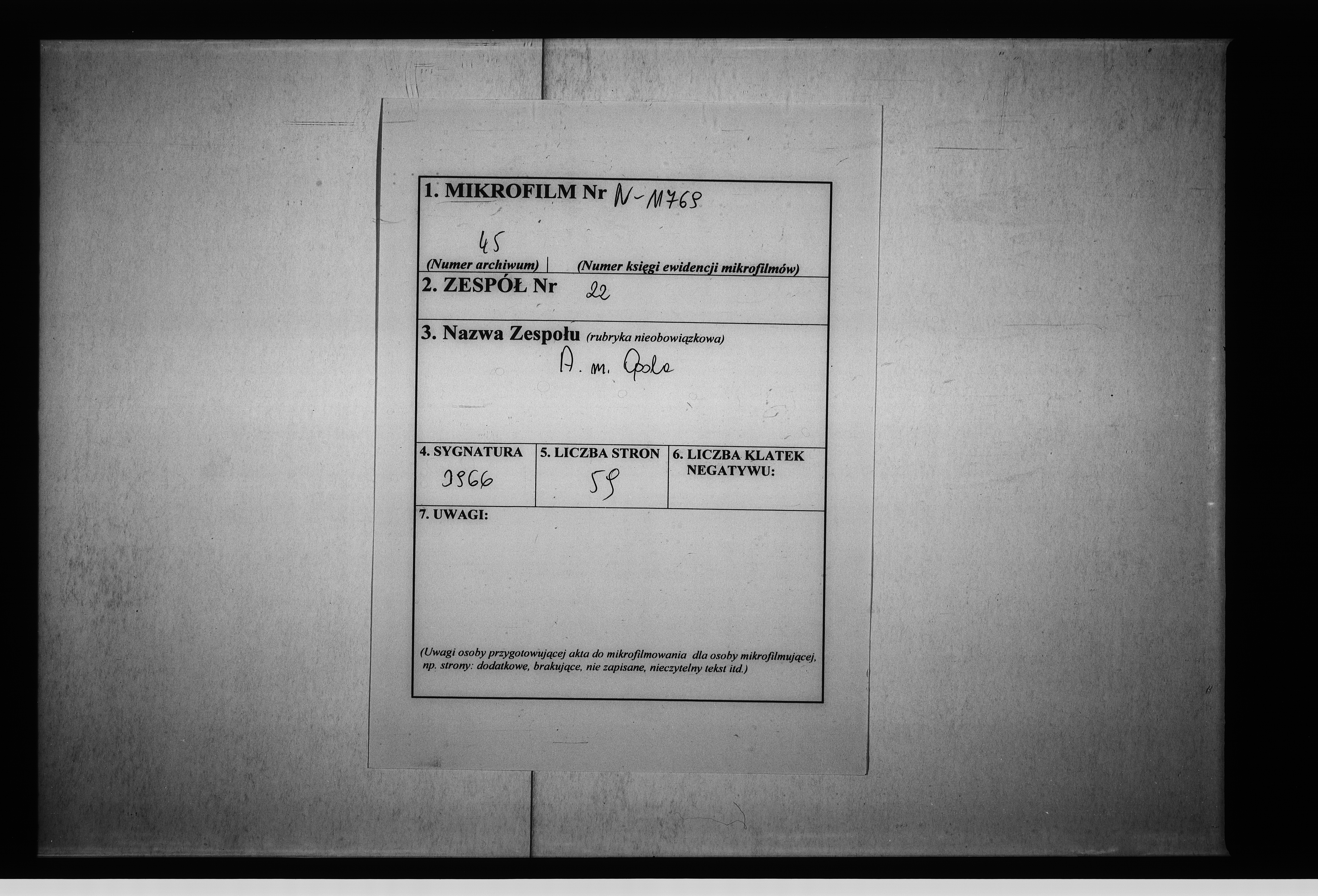 Obraz 2 z jednostki "Staatsarchiv Breslau Repositur 229 Abtlg. [Abteilung] Stadt Oppeln 2 abschriftliche Verzeichnisse enth[altend] Aktenstücke 1-1557 u[nd] 977a, 978a, zusammen 1559 Aktenstücke."