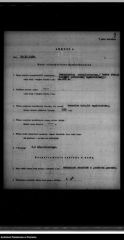 Obraz 13 z jednostki "Kwestionariusz Gazowni Miejskiej w Rakoniewicach powiat wolsztyński"