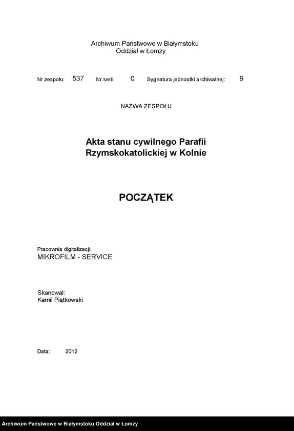 Obraz 3 z jednostki "Księga urodzeń, małżeństw i zgonów"