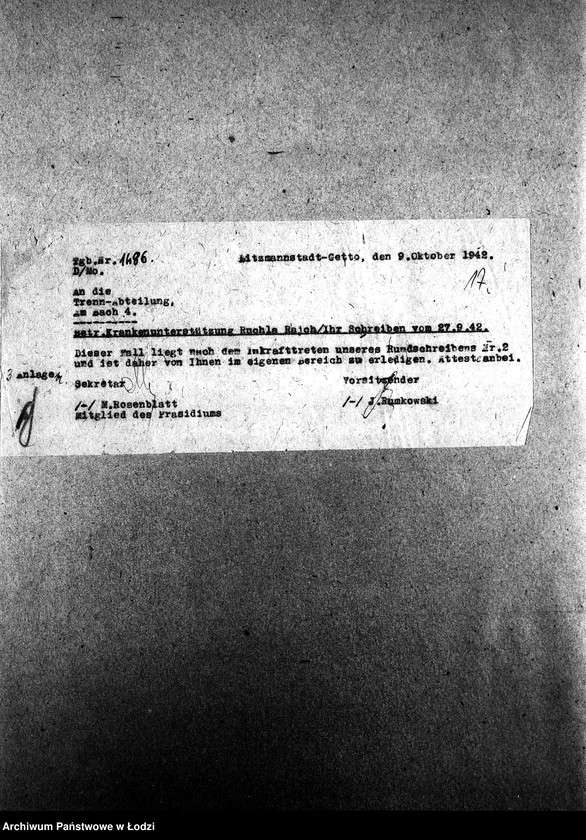 Obraz 20 z jednostki "Trenn-Abteilung. Am Bach 4 [Zasiłki chorobowe dla pracowników, zaświadczenia lekarskie, listy zatrudnionych]"