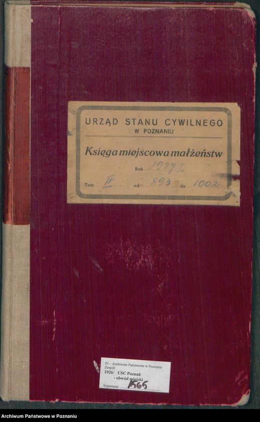 Obraz 2 z jednostki "Księga miejscowa małżeństw tom IV [Rejestr główny małżeństw]"