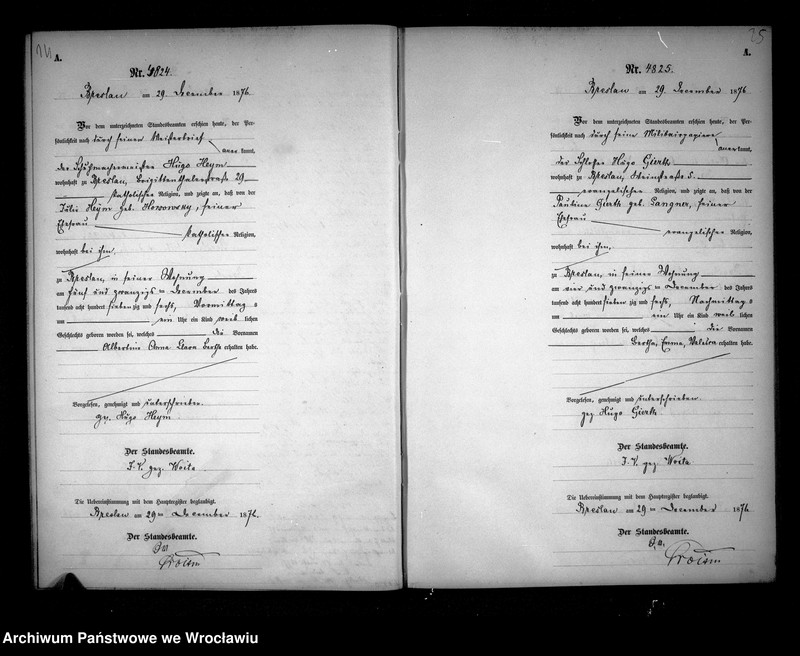 image.from.unit.number "Geburts-Neben-Register Breslau I 1876 Band 9"