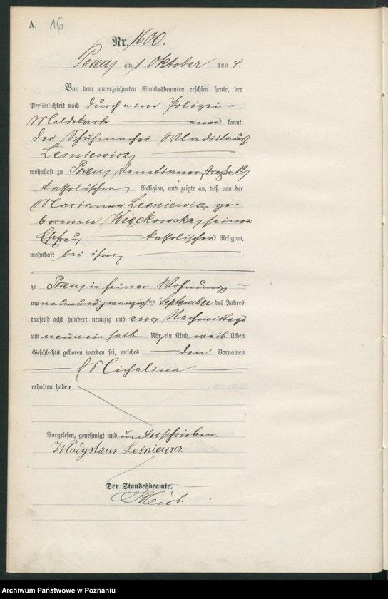 Obraz 19 z jednostki "Księga urodzeń t. V"