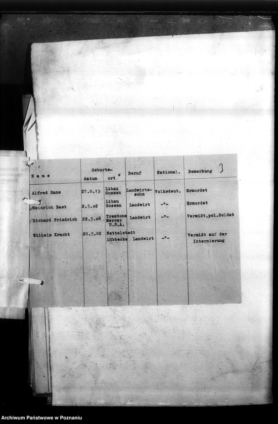 Obraz 7 z jednostki "Kreis Gnesen (Gniezno). Zgłoszenia zmarłych i zaginionych Niemców w 1939 roku"